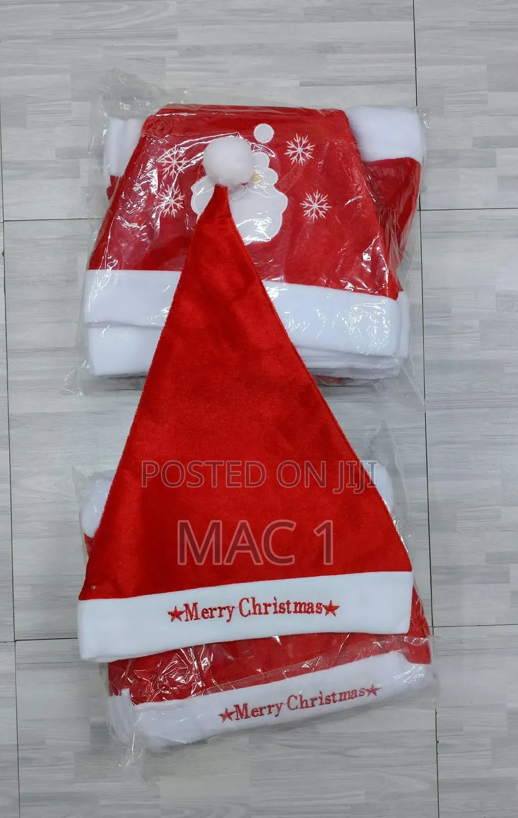 Festive "Merry Christmas" Embroidered Santa Claus Hats