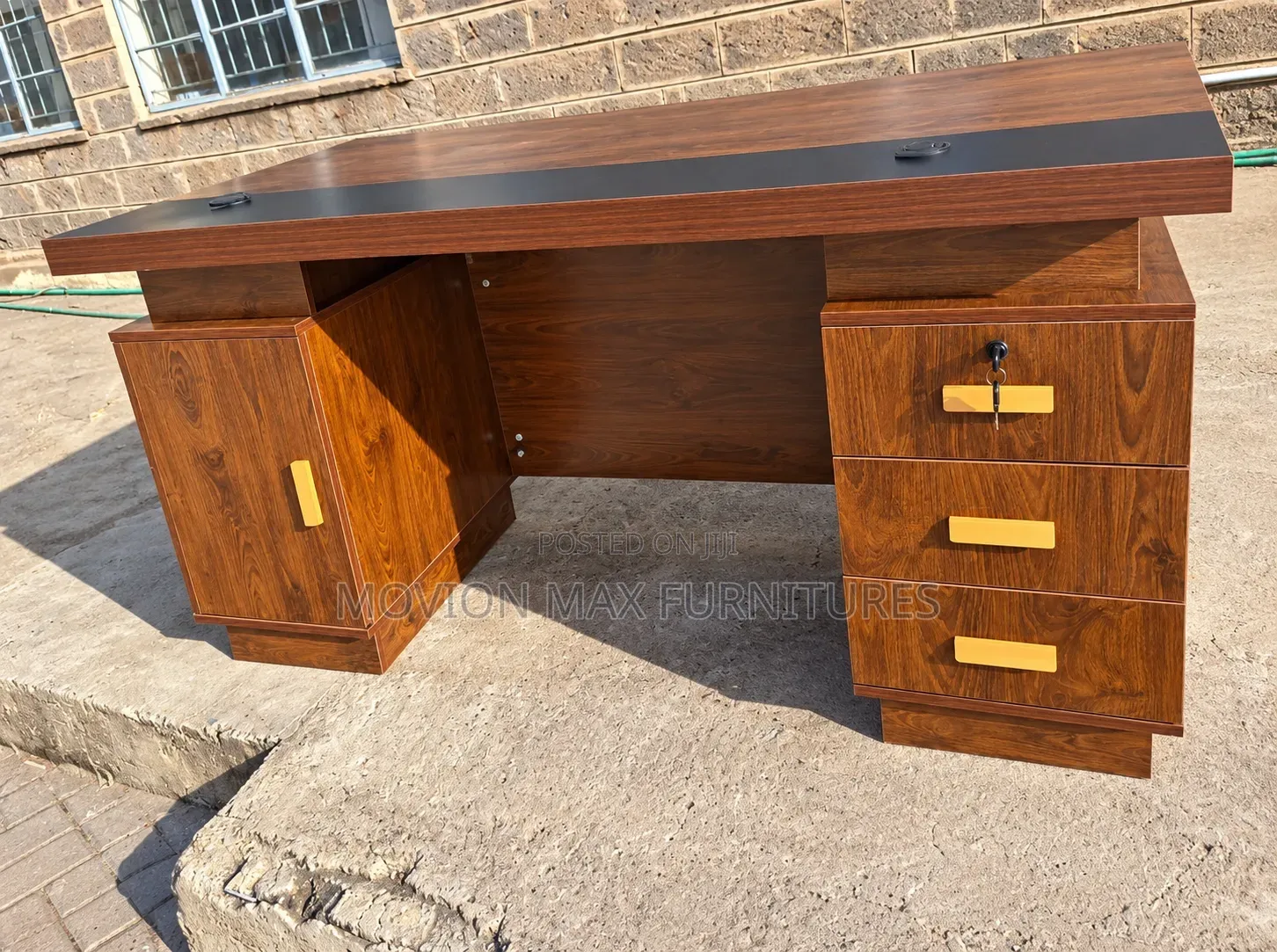 Executive Wooden Office Desk With /Side Cabinet – Modern Mahogany