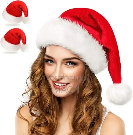 ​Deluxe Festive Santa Hat – "Merry Christmas" Printed / Embroidered