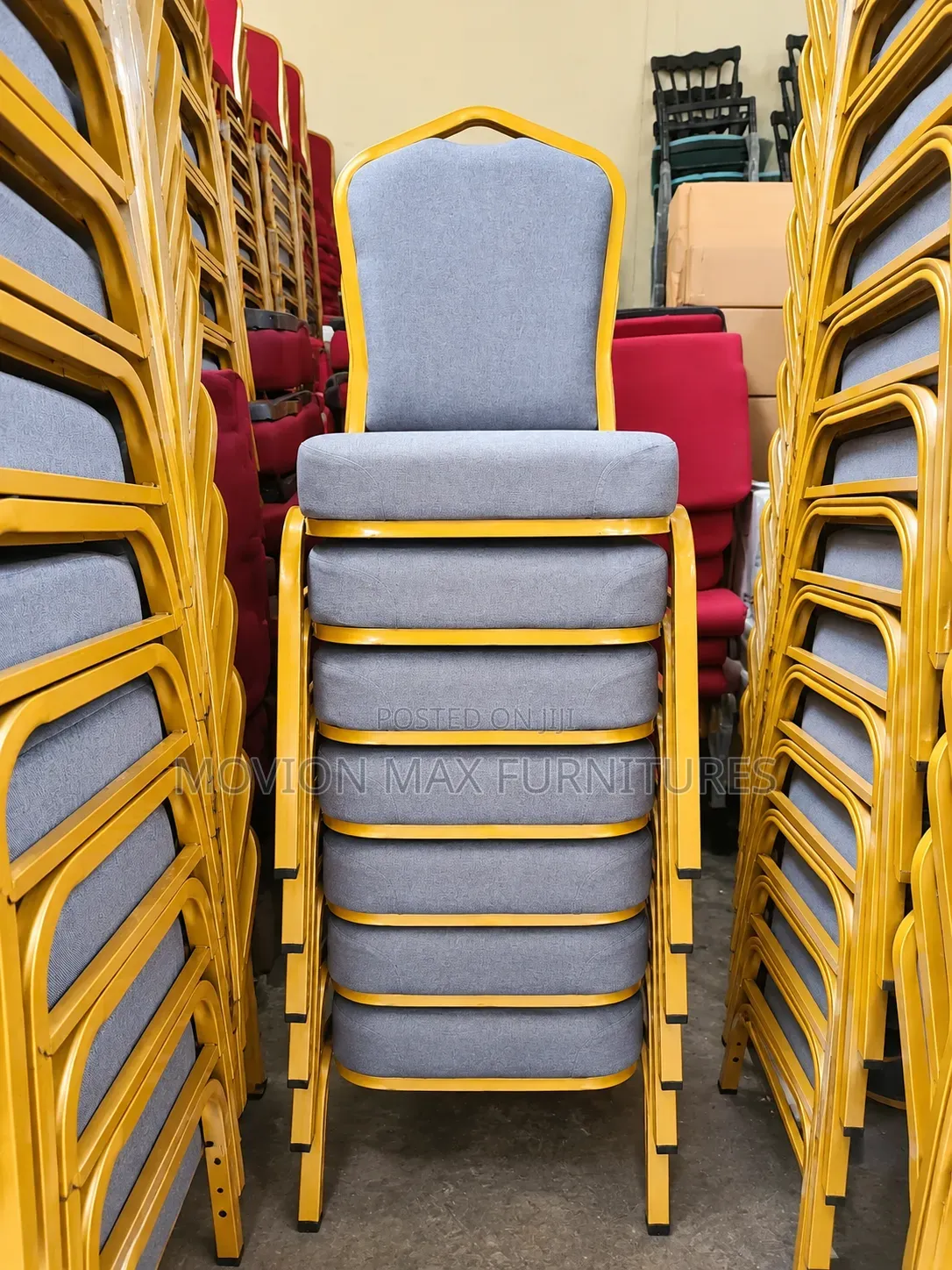 Elegant Upholstered Banquet Chair With Gold Metal Frame Event Chair