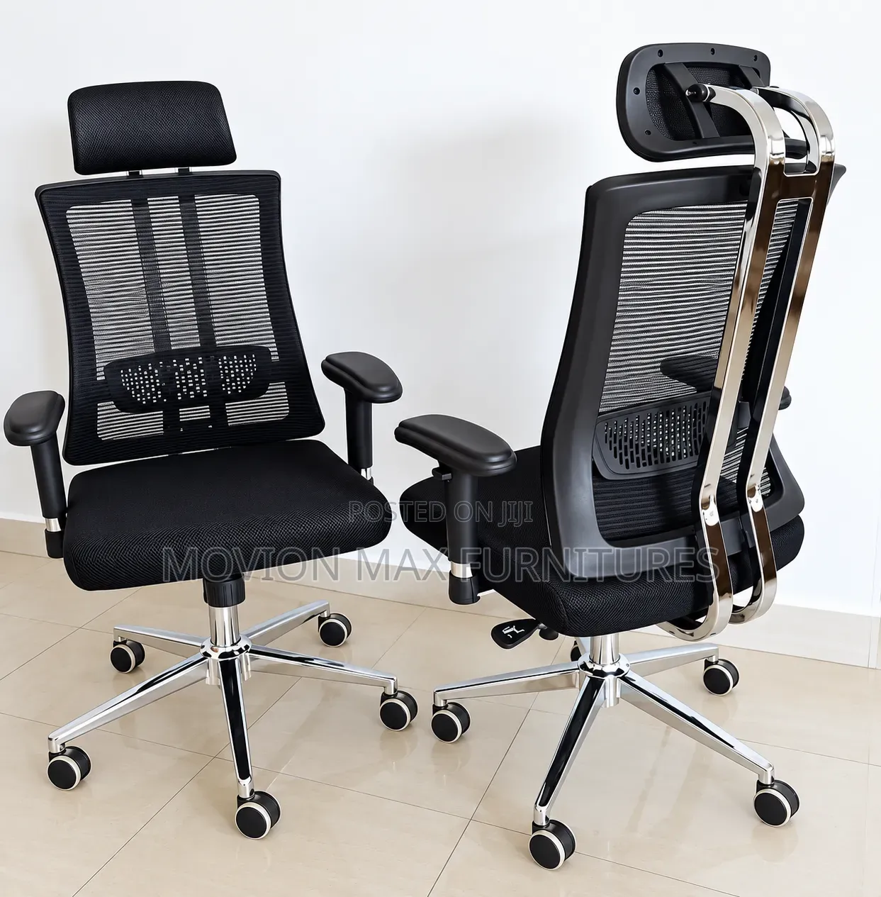 Office Chair Orthopedic Adjustable Armrests and Chrome Swivel Base