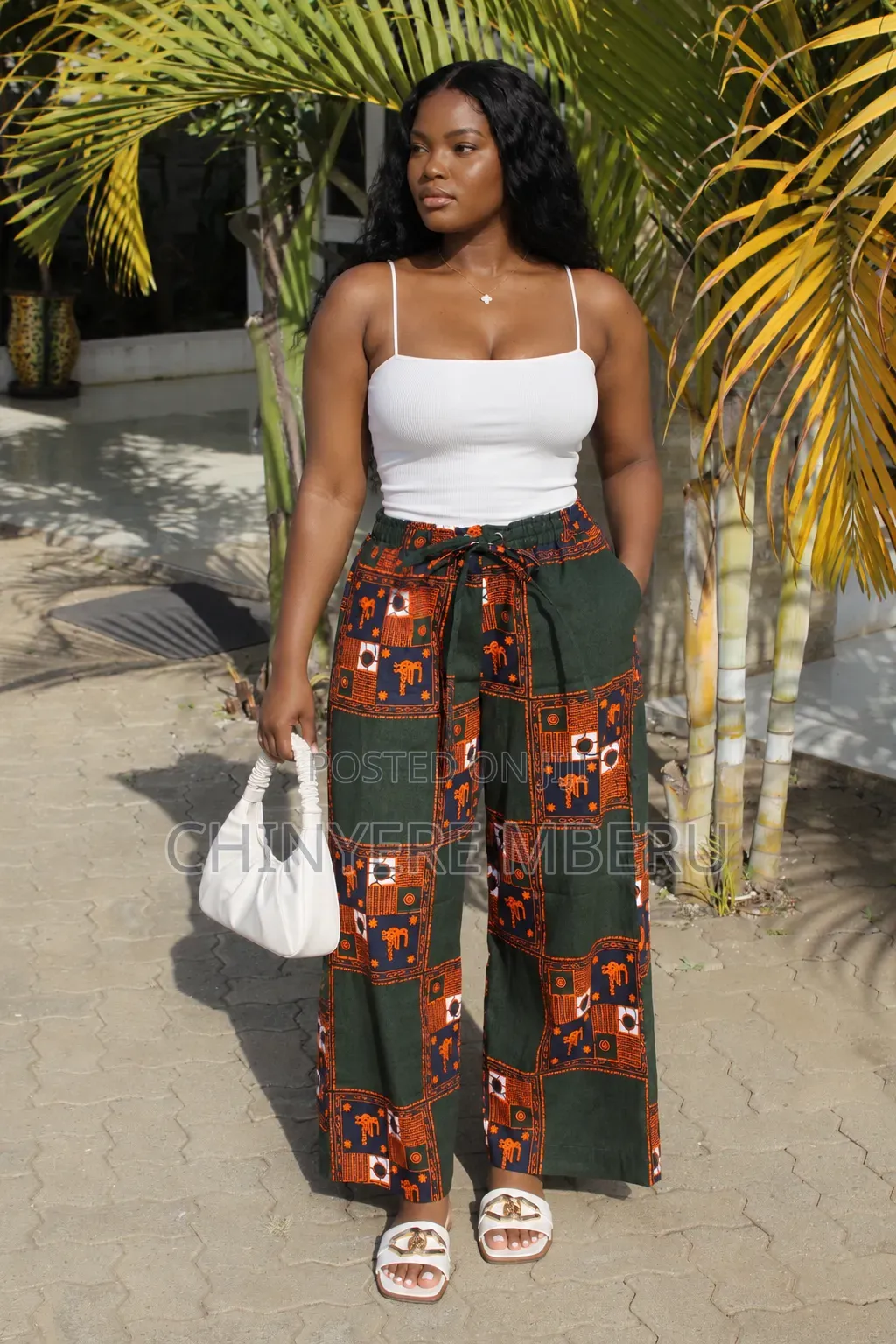 The Green & Orange Kitenge Chichi Wide Leg Pants