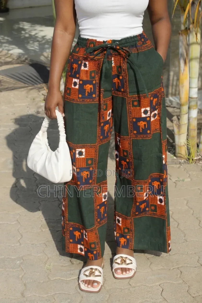The Green & Orange Kitenge Chichi Wide Leg Pants