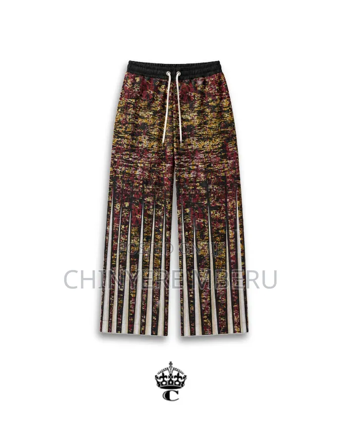 The Burgundy Mustard Abstract Ankara Print Chichi Wide Leg Pants