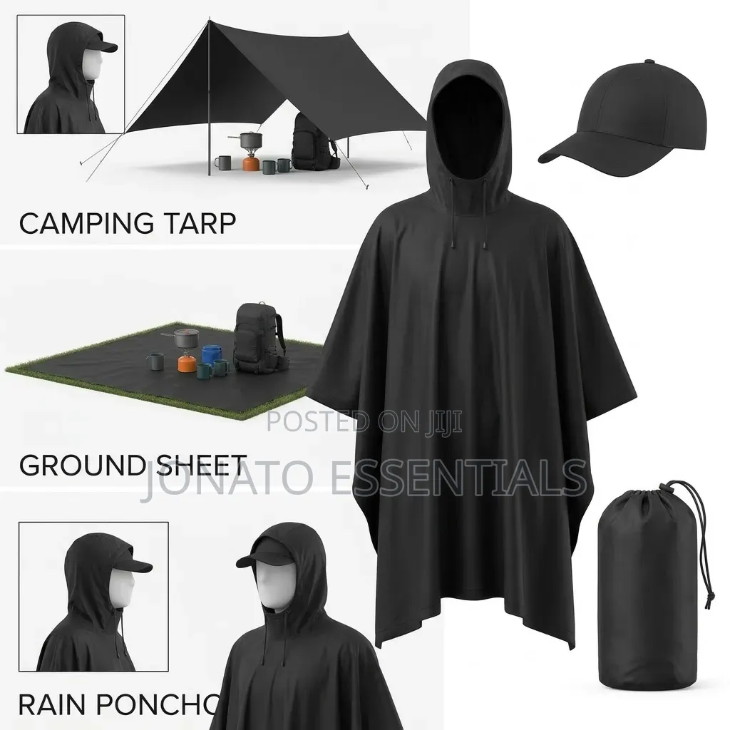 3 in 1 Waterproof Raincoat Poncho Camping Tarp Ground Sheet