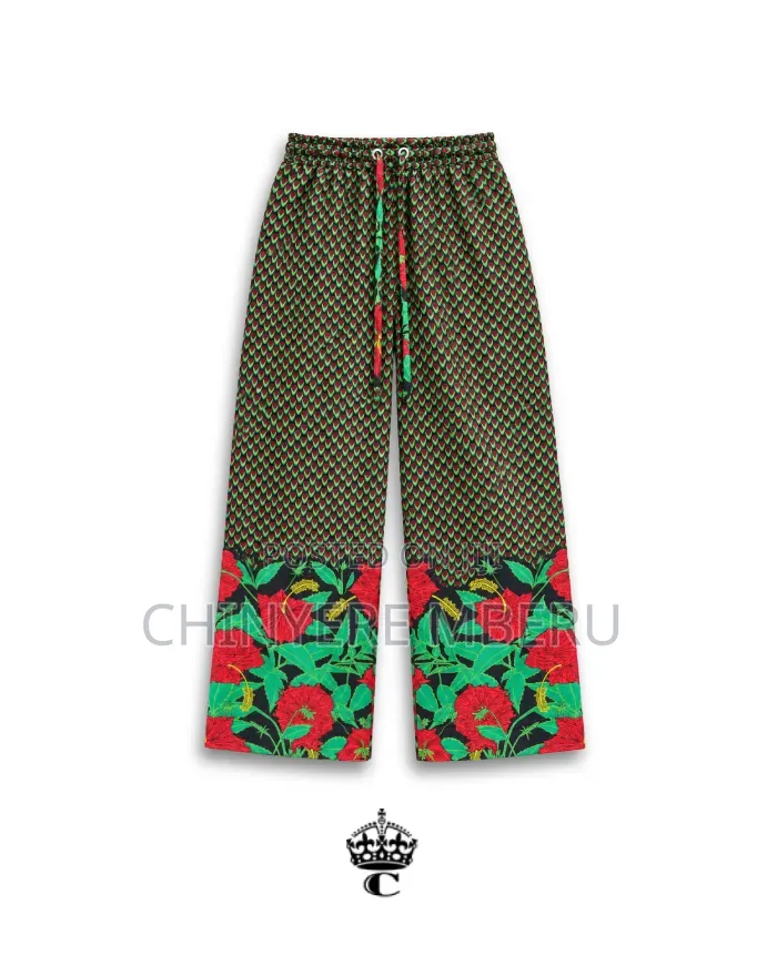 The Green & Red Floral Ankara Print Chichi Wide Leg Pants