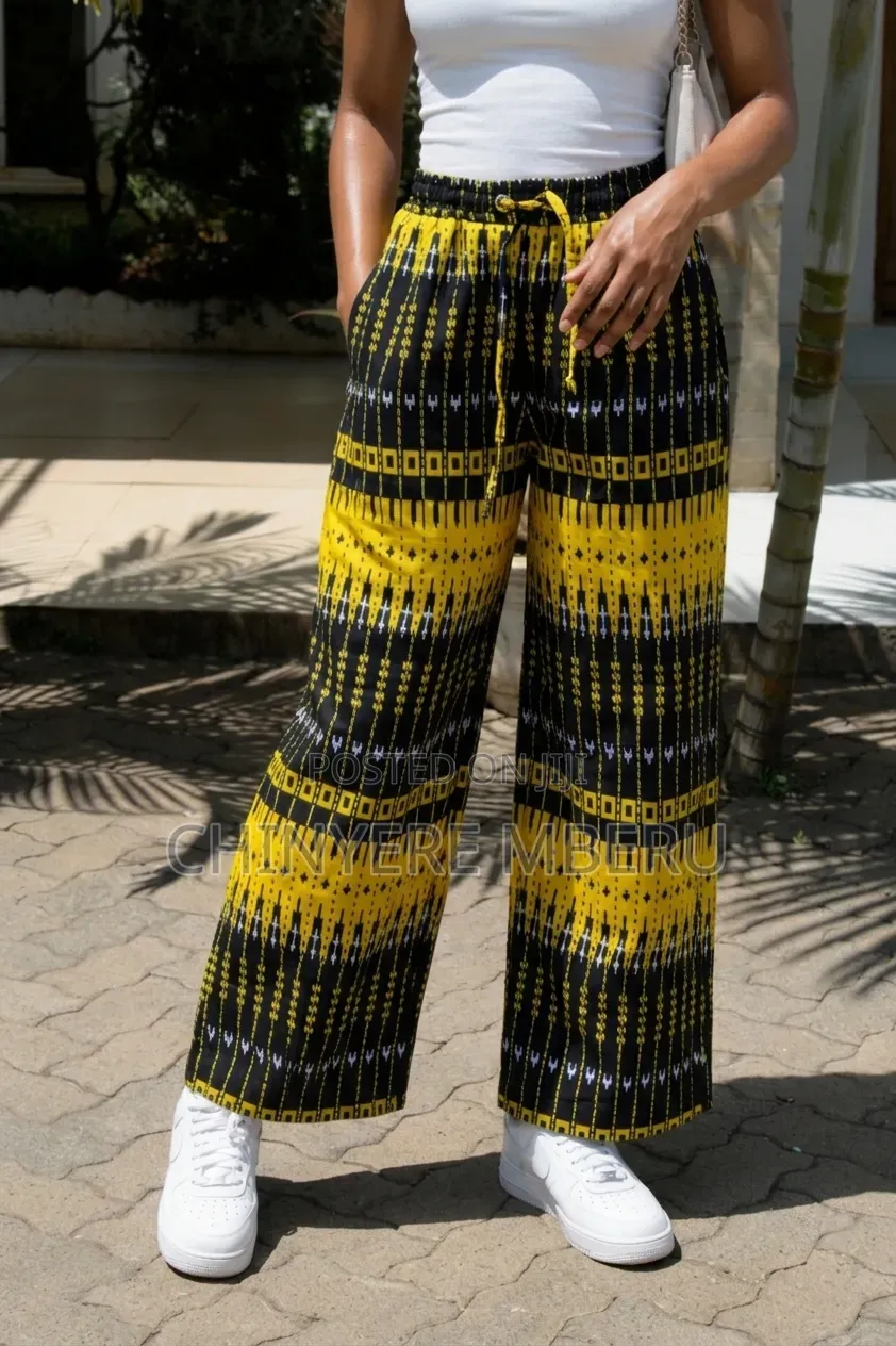 The Black & Yellow Kitenge Chichi Wide Leg Pants