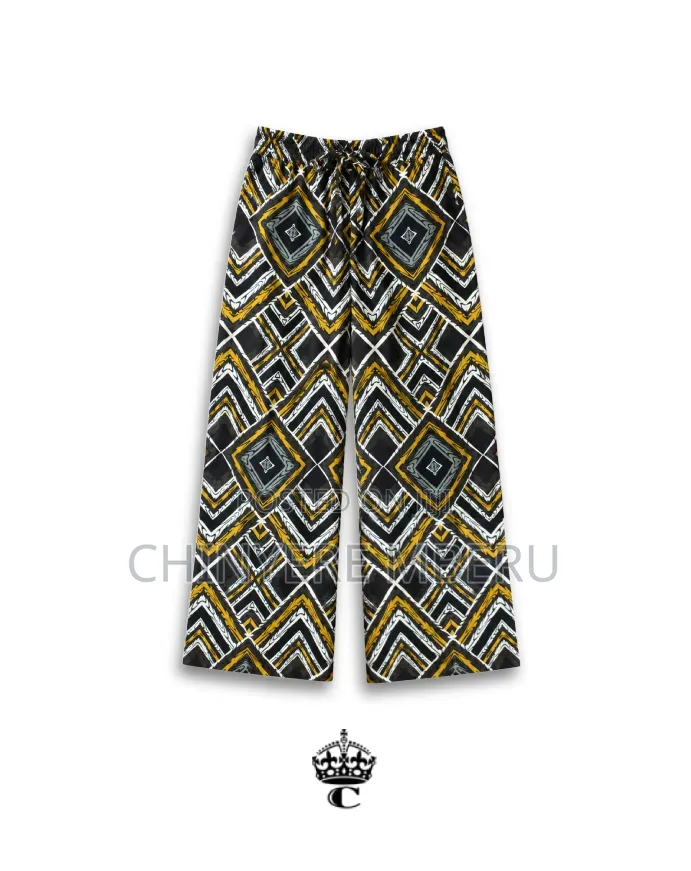The Black, White & Gold Geometric Ankara Chichi Wide Leg Pants