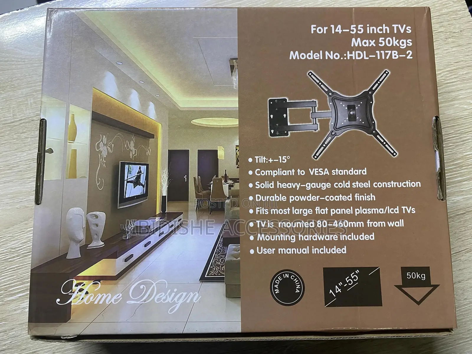Home Design Tilting TV Mount 14-55 Inches TV (50kgmax)