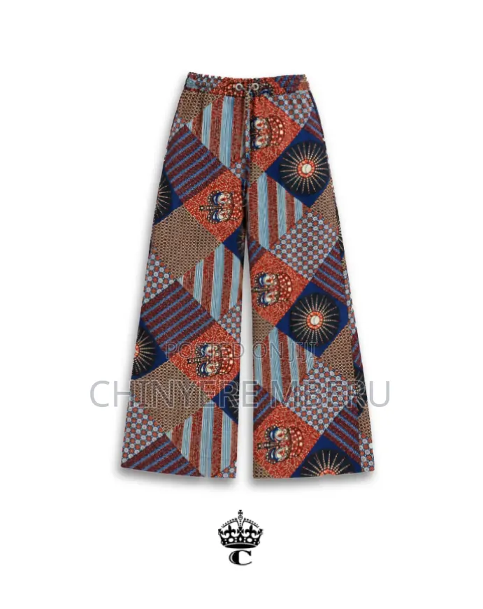 The Orange & Blue Patchwork Kitenge Print Chichi Wide Leg Pants