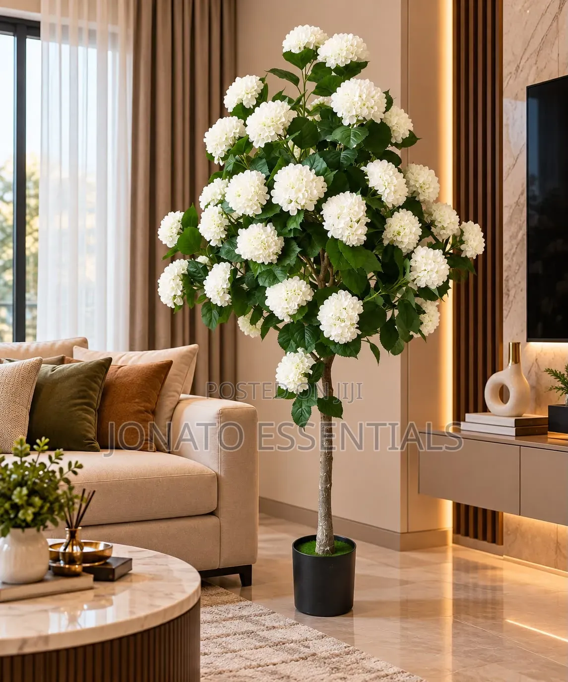 Artificial Hydrangea Flower Tree 2.2m Tall Home Decor Plant