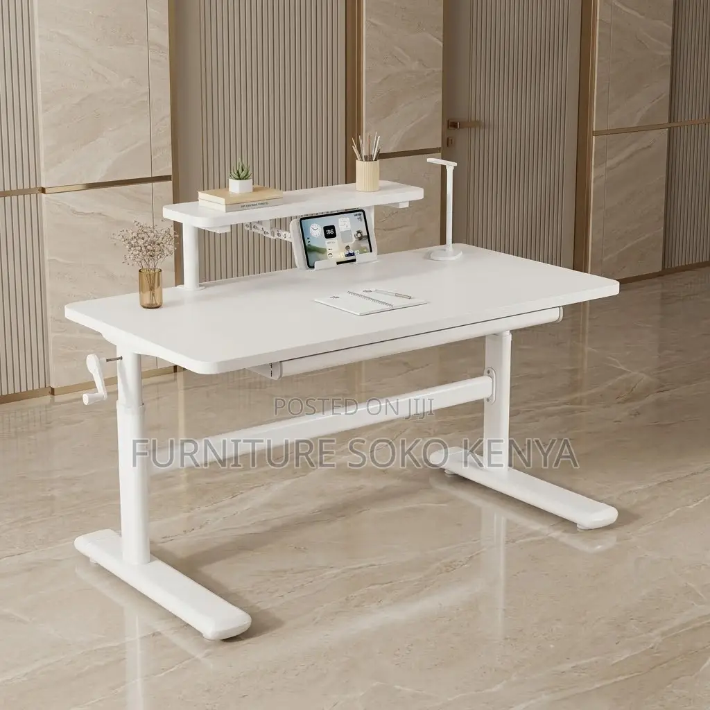 Office Desk; 1.2 Meter White Manual Adjustable Desk