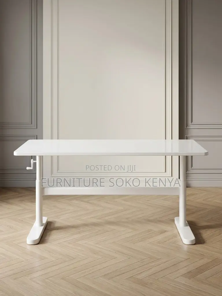 Office Desk; 1.2 Meter White Manual Adjustable Desk