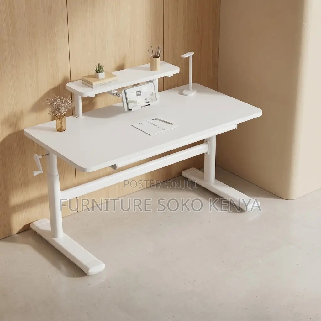 Office Desk; 1.2 Meter White Manual Adjustable Desk