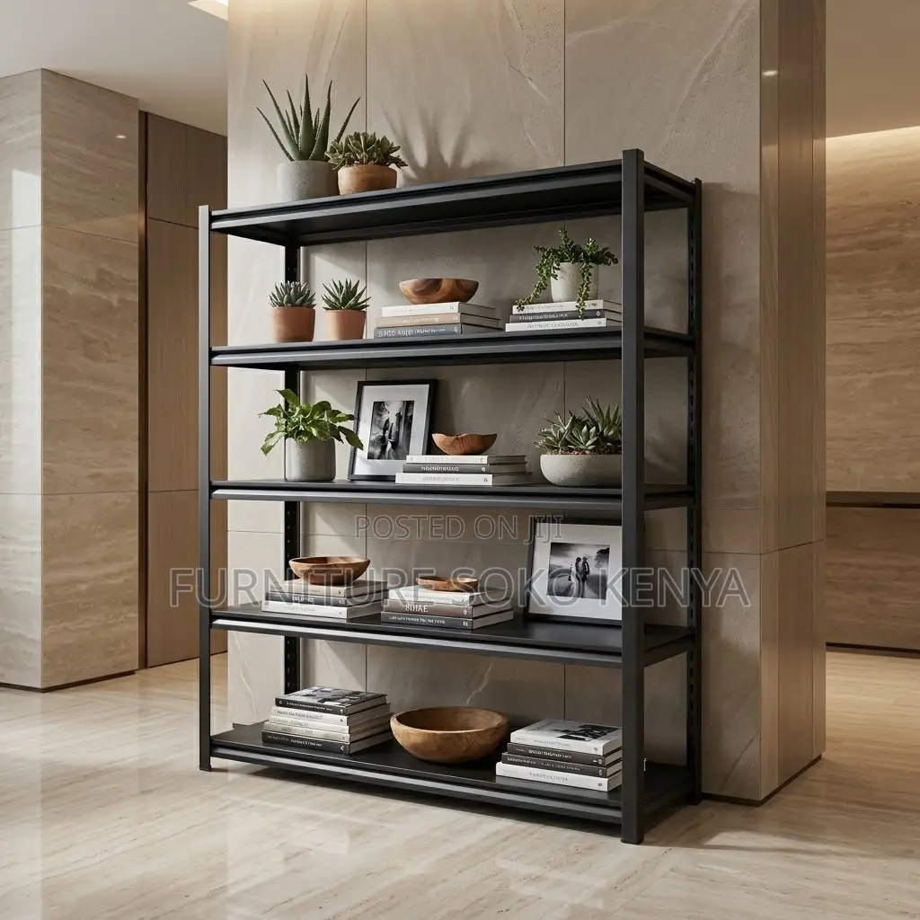 Storage Unit; Five Tier Black Modern Home Office Rack