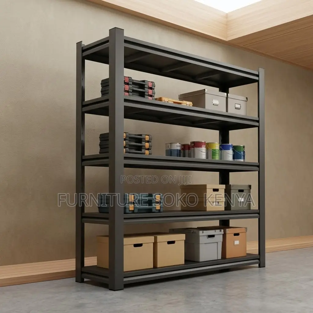 Storage Unit; Five Tier Black Modern Home Office Rack