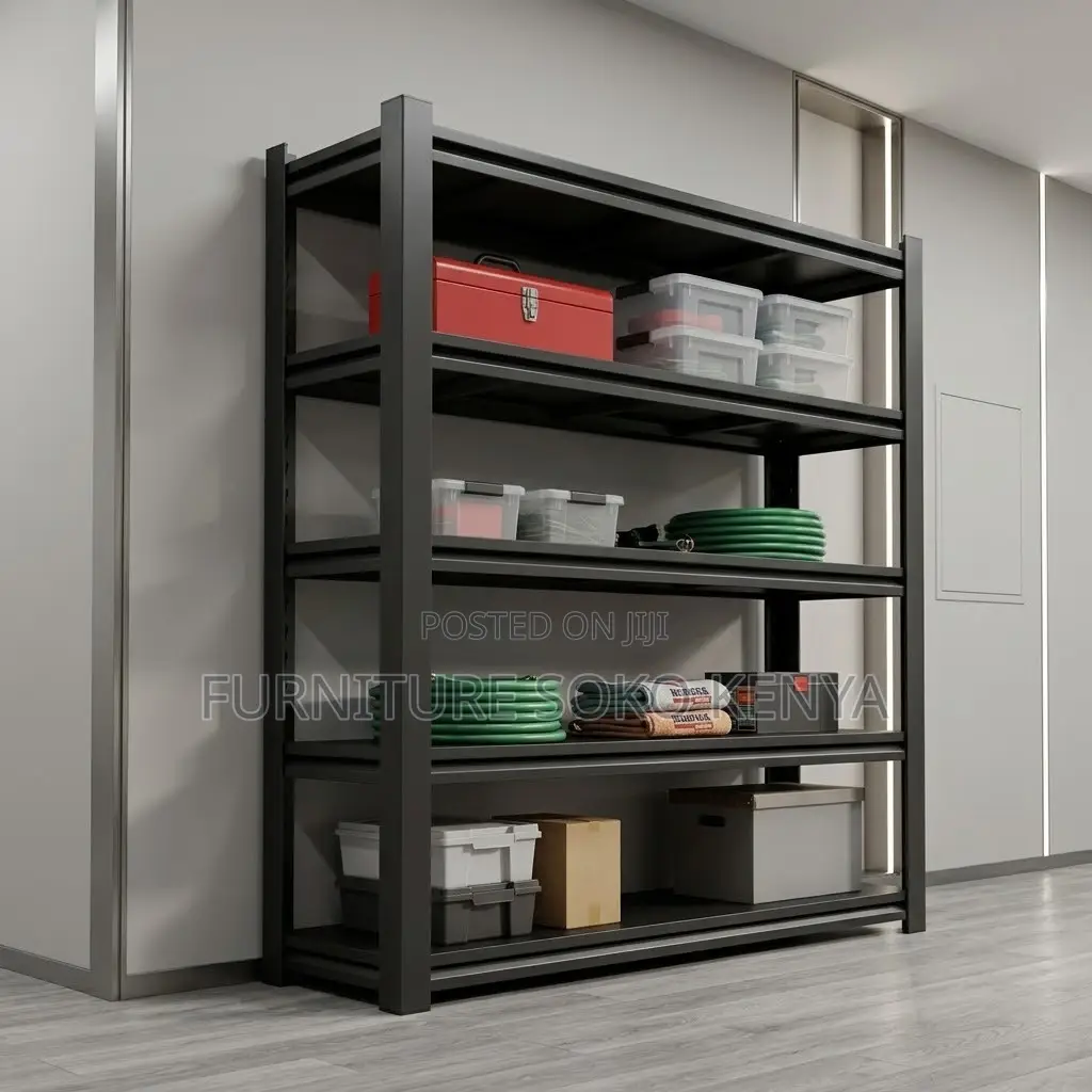 Storage Unit; Five Tier Black Modern Home Office Rack