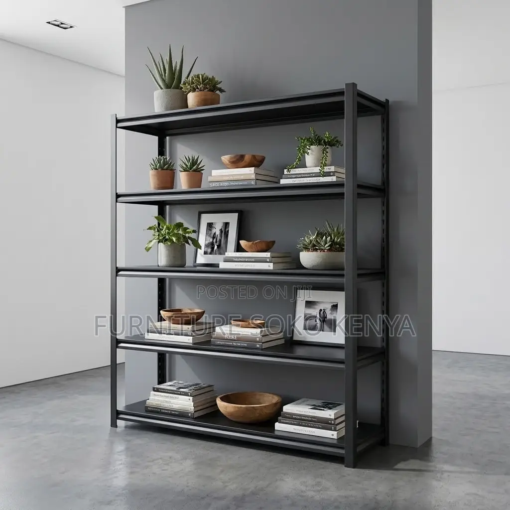 Storage Unit; Five Tier Black Modern Home Office Rack