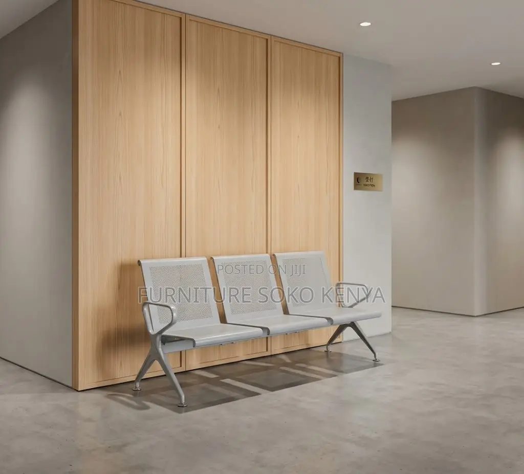 Office Bench; Metallic Three Seaters Reception Modern Benches
