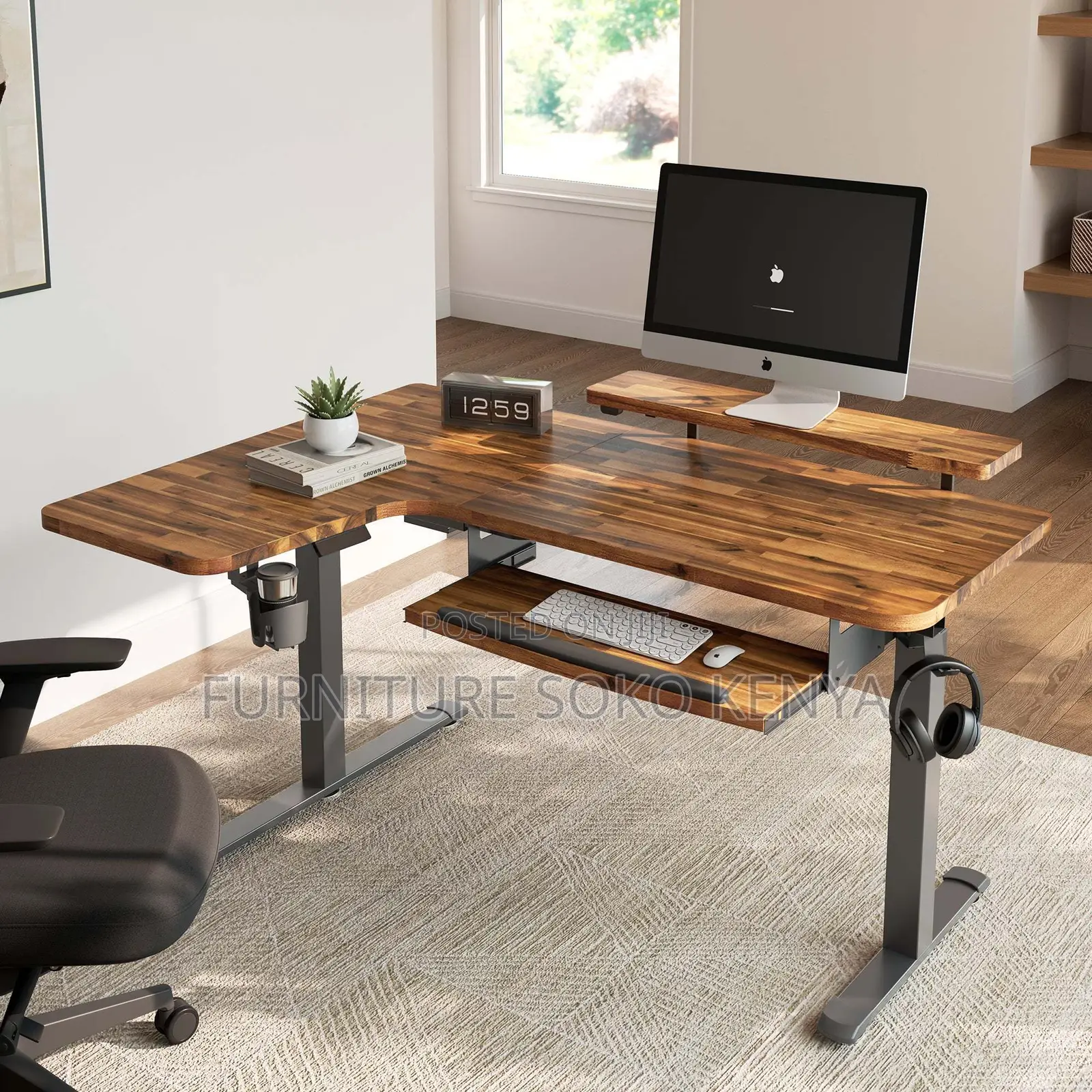 Office Desk; 1.4 Meters L Shaped Computer Adjustable Desk