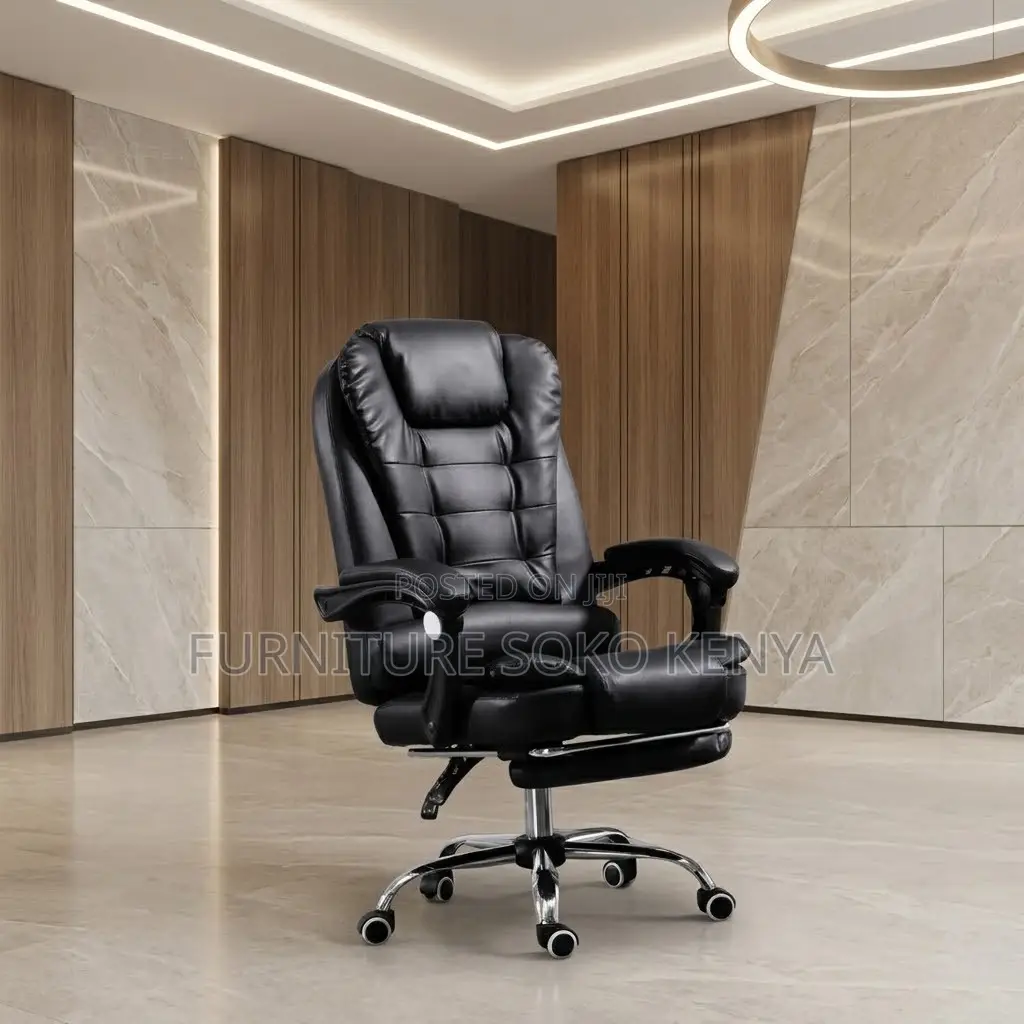 Office Chairs; Home Office Leather Chair With Folding Footrest