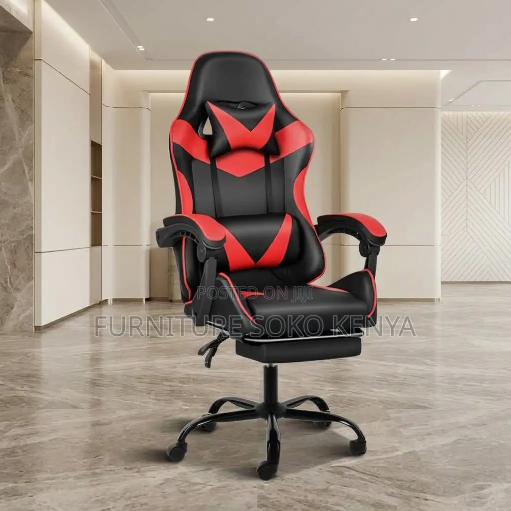 Office Chair; Red-Black Ergonomic Adjustable Gaming Chair
