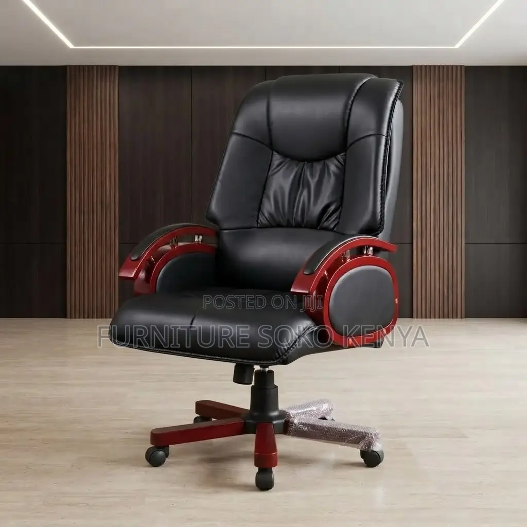 Office Chair; Heavy Leather High Back Executive CEO Chair