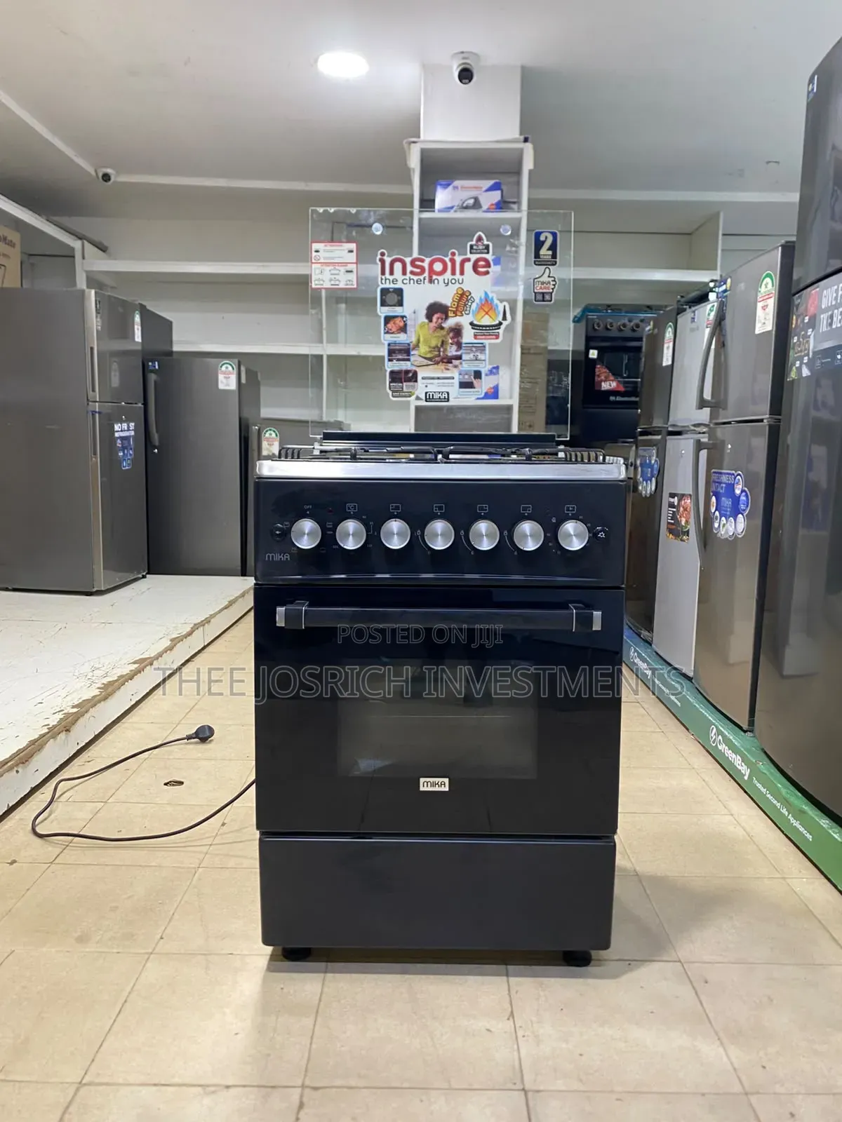 Black Mika 3+1 Size 60 by 60 Free Standing Cooker With Electric Oven