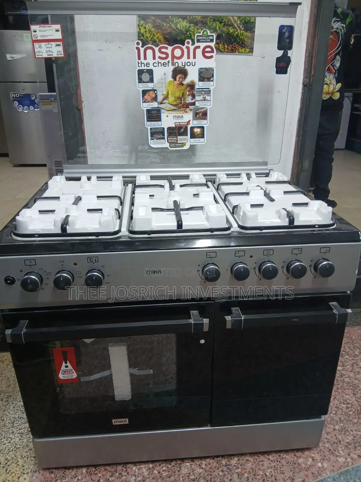 90*60 Mika 4+2 Standing Cooker With Electric Oven and Gas Compatement