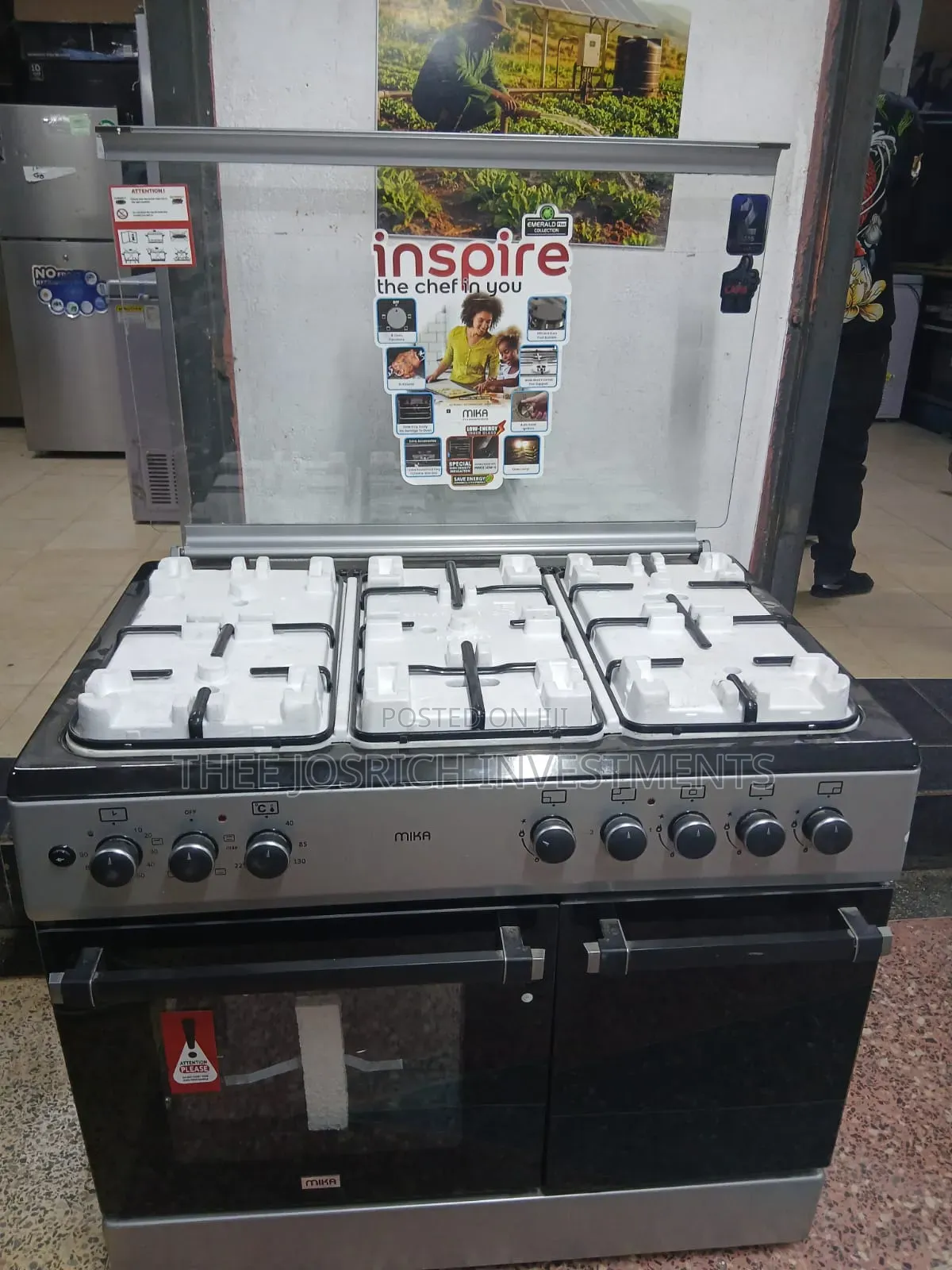 90*60 Mika 4+2 Standing Cooker With Electric Oven and Gas Compatement
