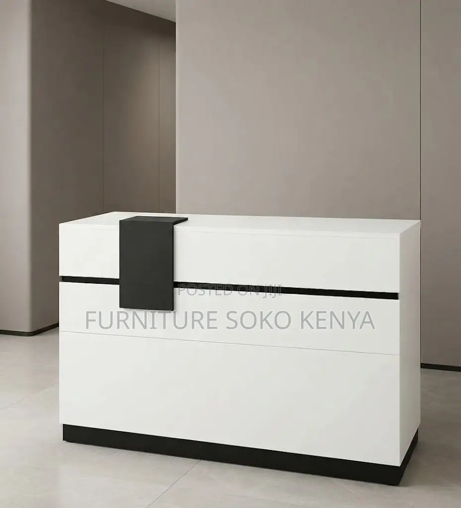 Reception Desk; 1.8 Meters White Front Reception Desk