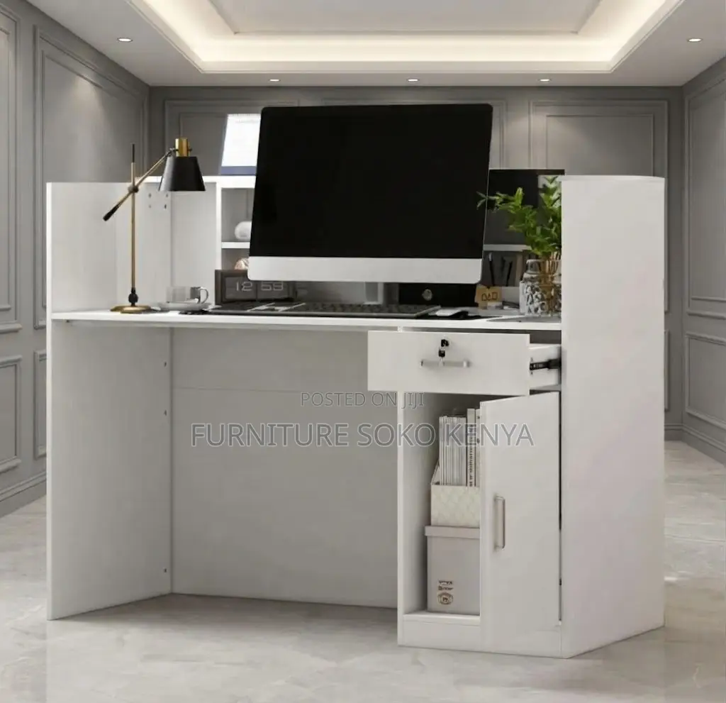 Reception Desk; 1.8 Meters White Front Reception Desk