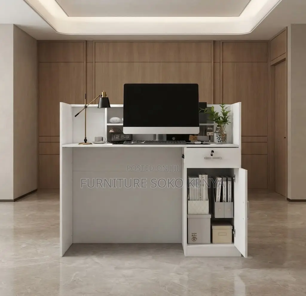 Reception Desk; 1.8 Meters White Front Reception Desk