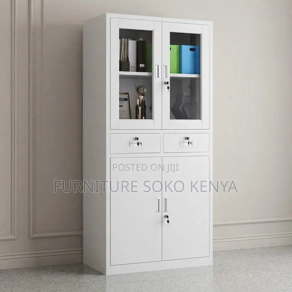 Office Cabinet; Two Doors Documents Storage Cabinet With Glass View
