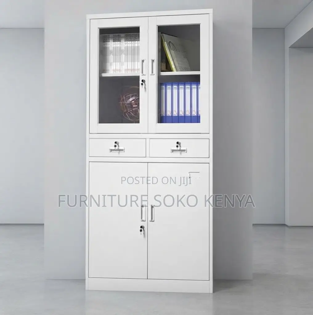 Office Cabinet; Two Doors Documents Storage Cabinet With Glass View