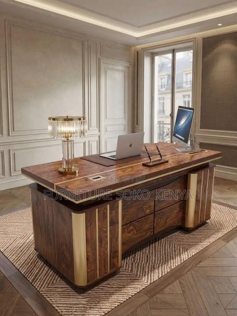 Office Desk; 1400MM Golden Home Office Executive Desk With Drawers