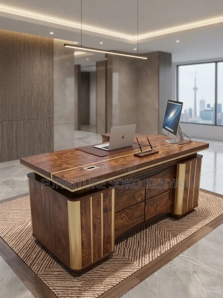 Office Desk; 1400MM Golden Home Office Executive Desk With Drawers