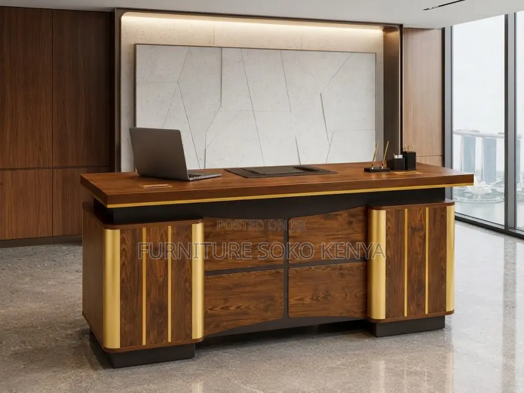 Office Desk; 1400MM Golden Home Office Executive Desk With Drawers