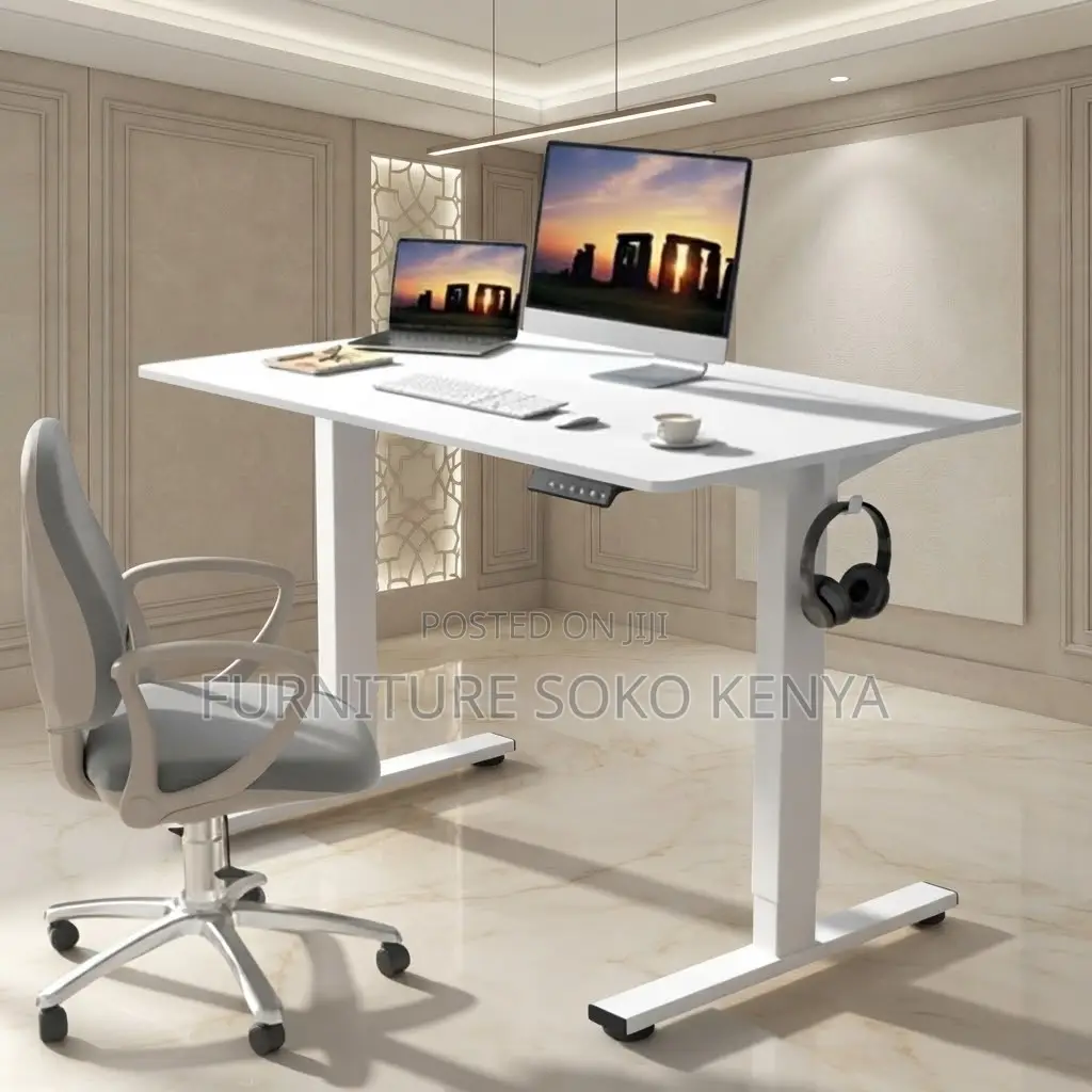 Office Desk; 1.2m White Electric Gaming Computer Desk