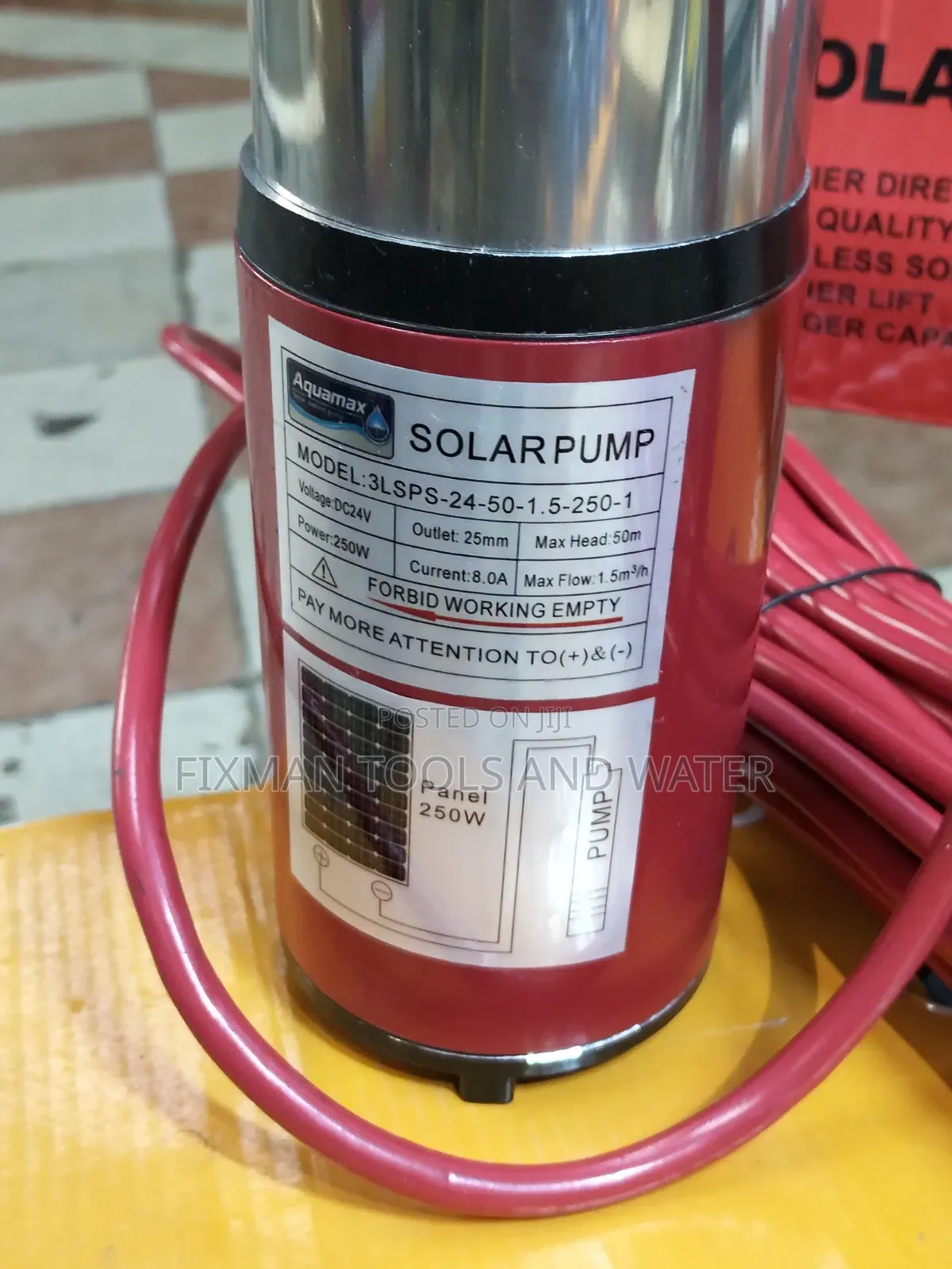 New Italy Solar Pump Aquamax 250 W 24V 50M Deep Best for Farming