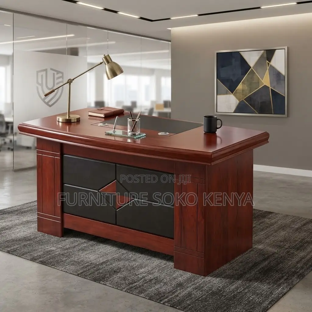 Office Desk; 1.6 Meter Executive Mahogany Desk With Pedestal