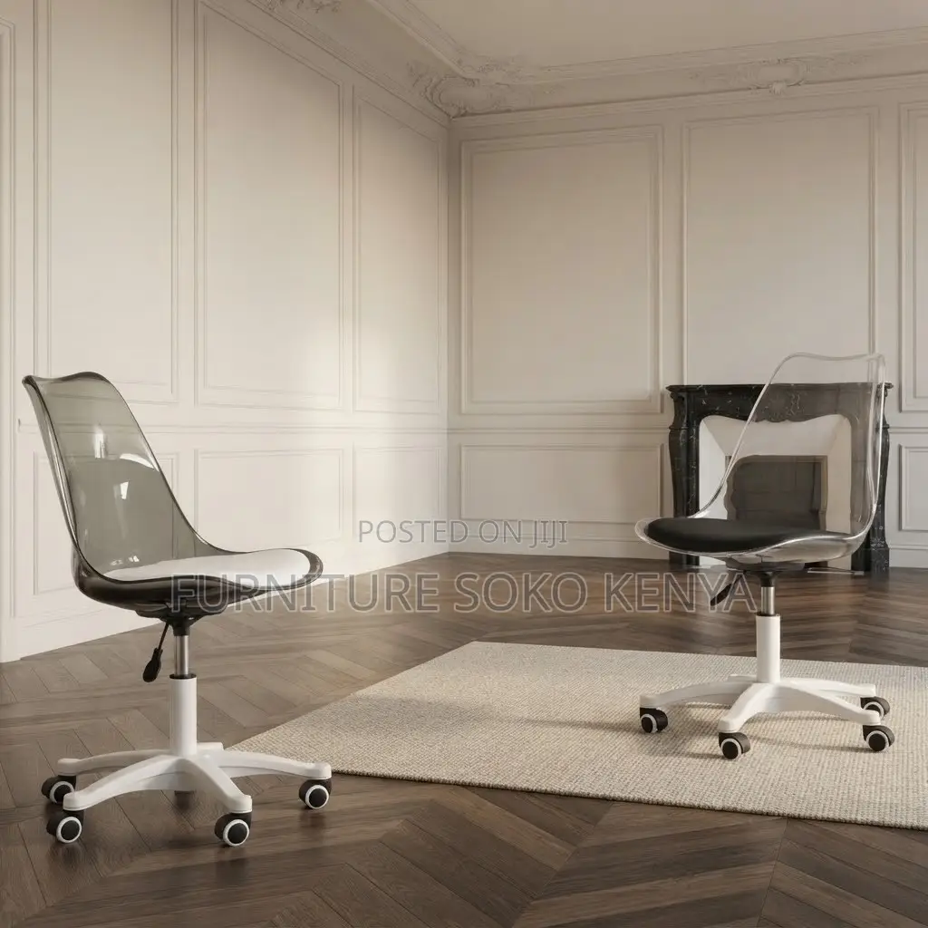 Home Chairs; Clear Swivel White Ergonomic Dining Chair
