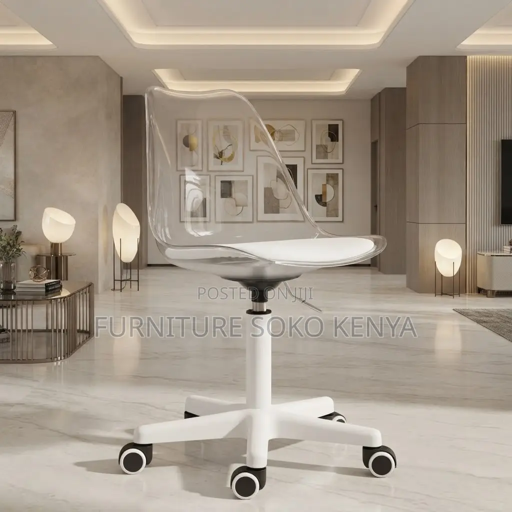 Home Chairs; Clear Swivel White Ergonomic Dining Chair