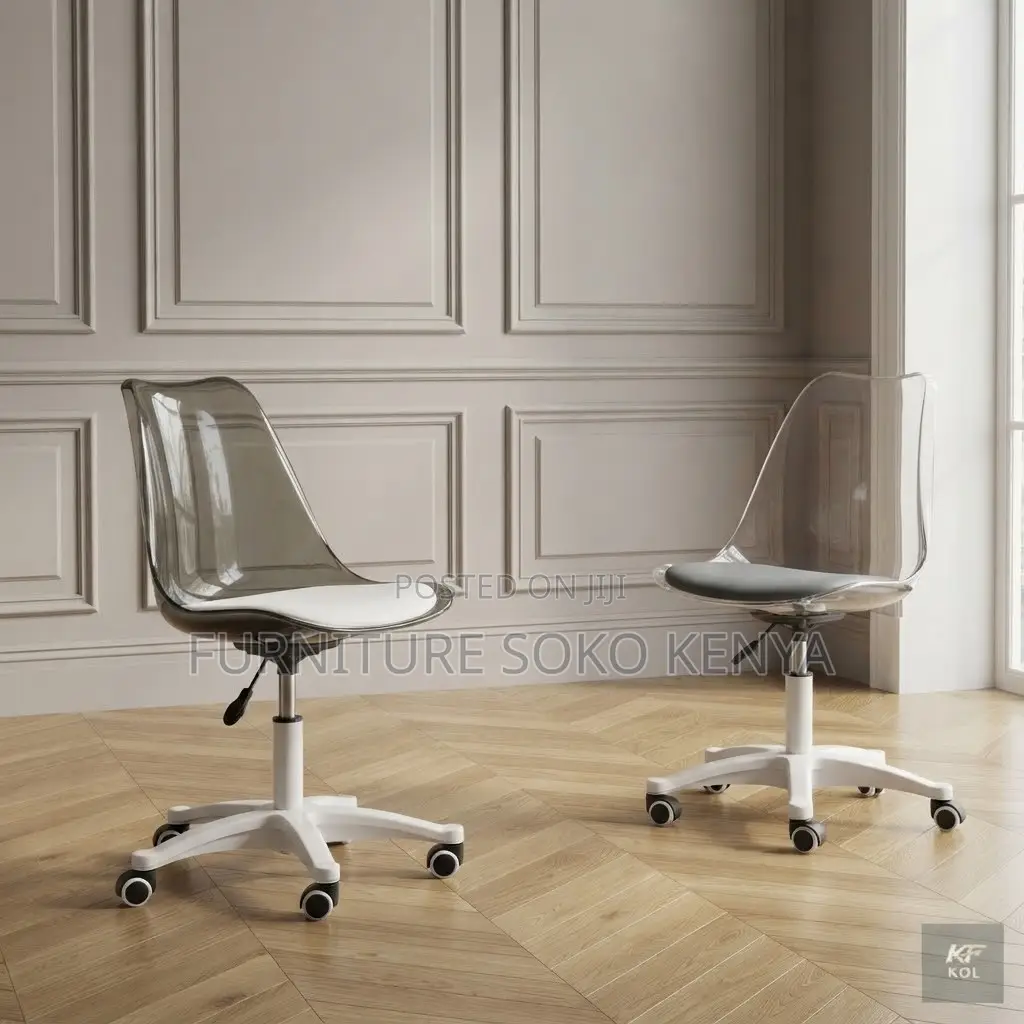 Home Chairs; Clear Swivel White Ergonomic Dining Chair