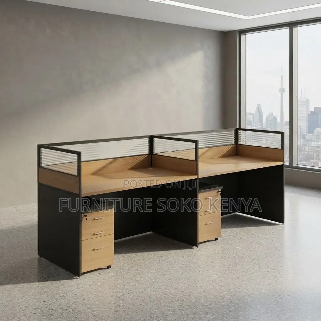 Workstation; Straight Two Users Modern Style Workstations