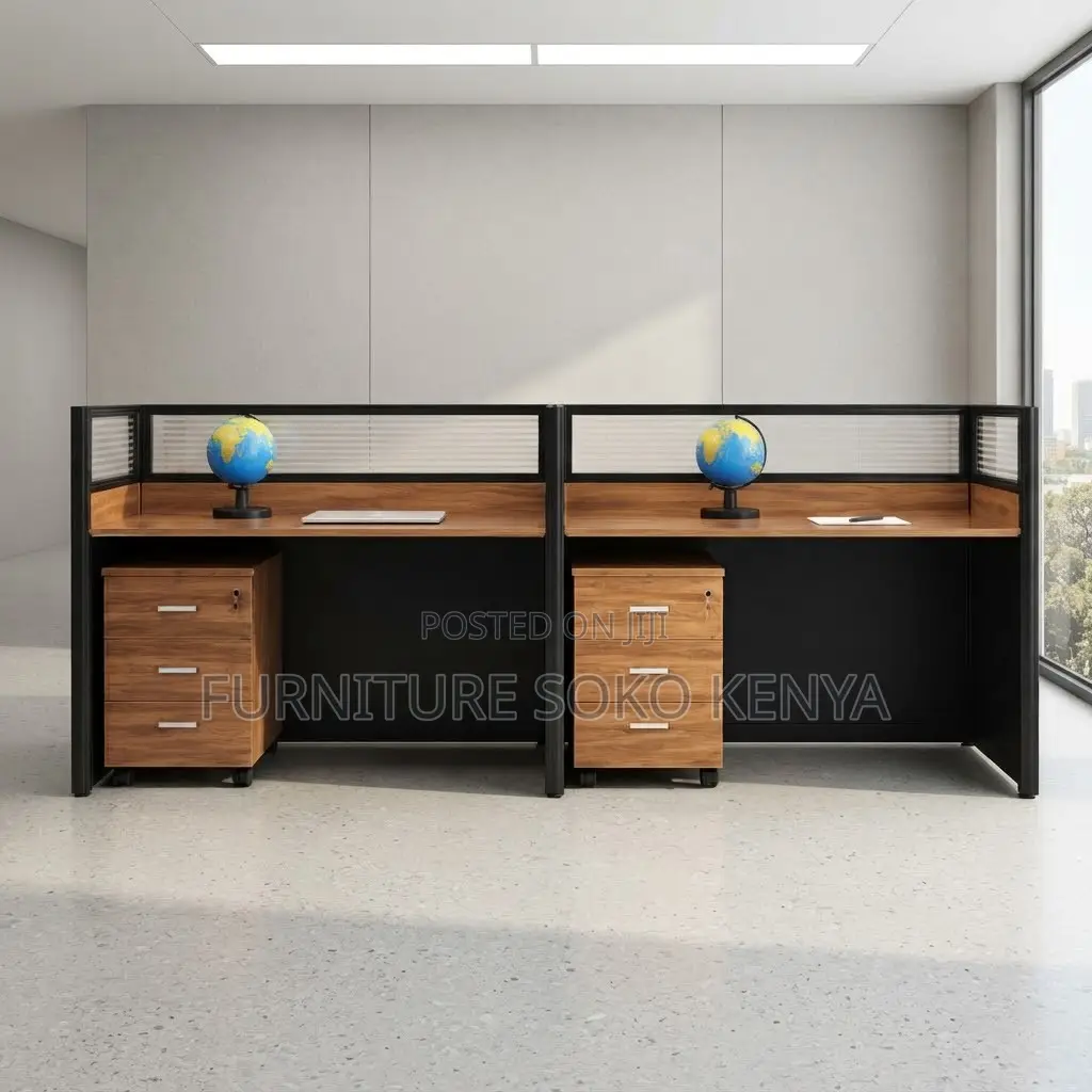 Workstation; Straight Two Users Modern Style Workstations