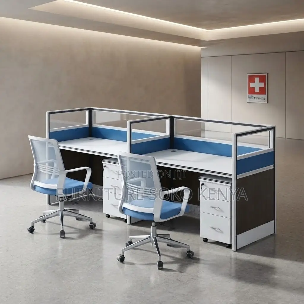 Workstation; Straight Two Users Modern Style Workstations