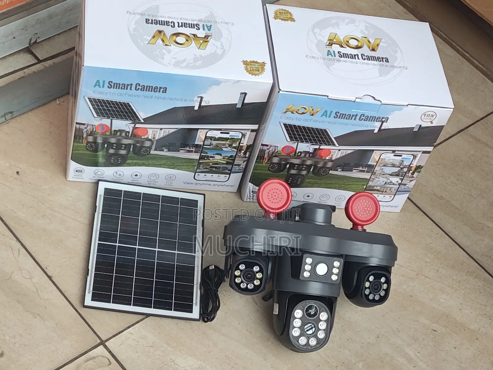 V380 Pro Triple Screen Solar Surveillance Camera