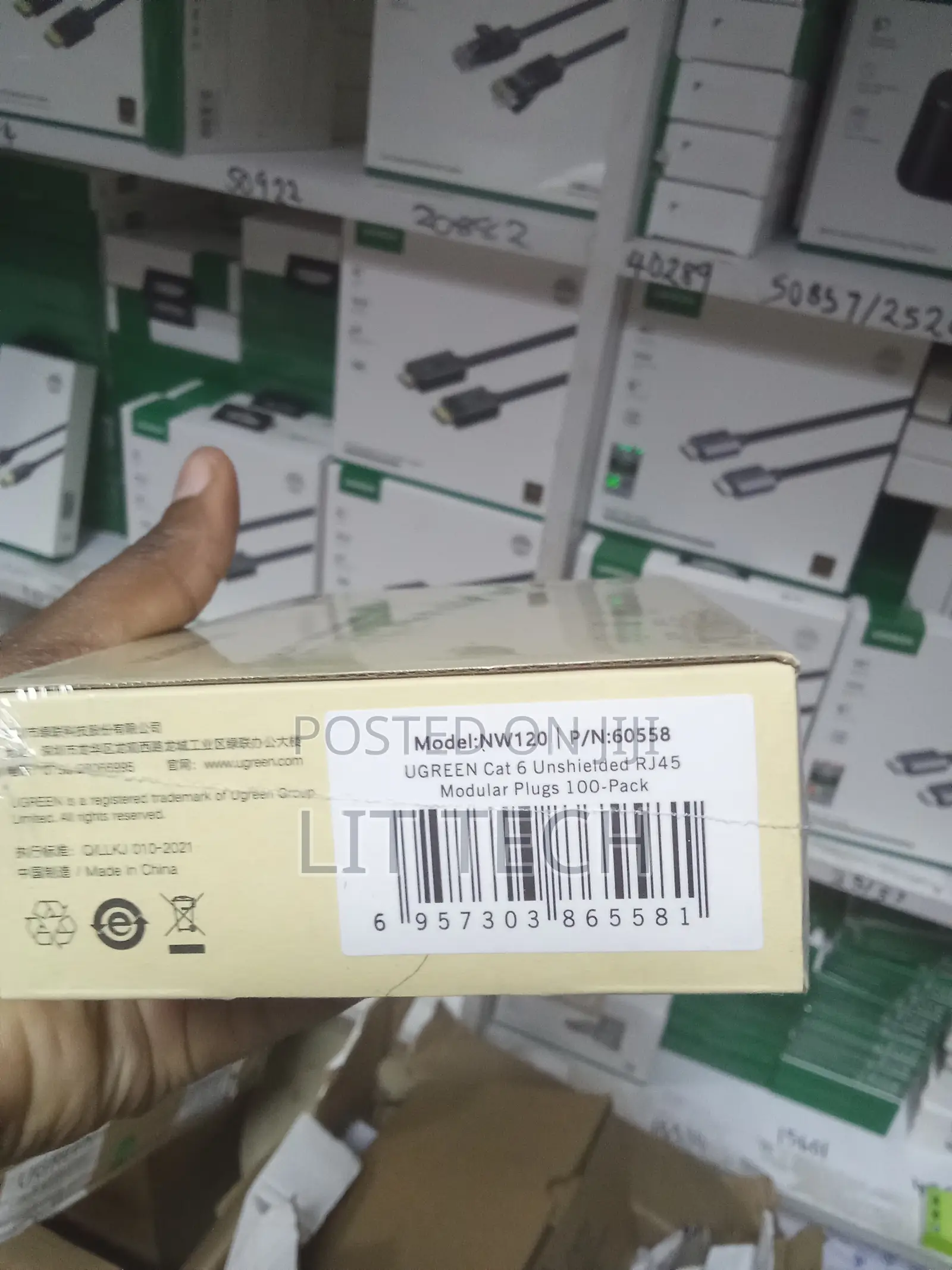 UGREEN Cat 6 Unshielded RJ45 Modular Plugs 100-Pack (NW120, 60558).