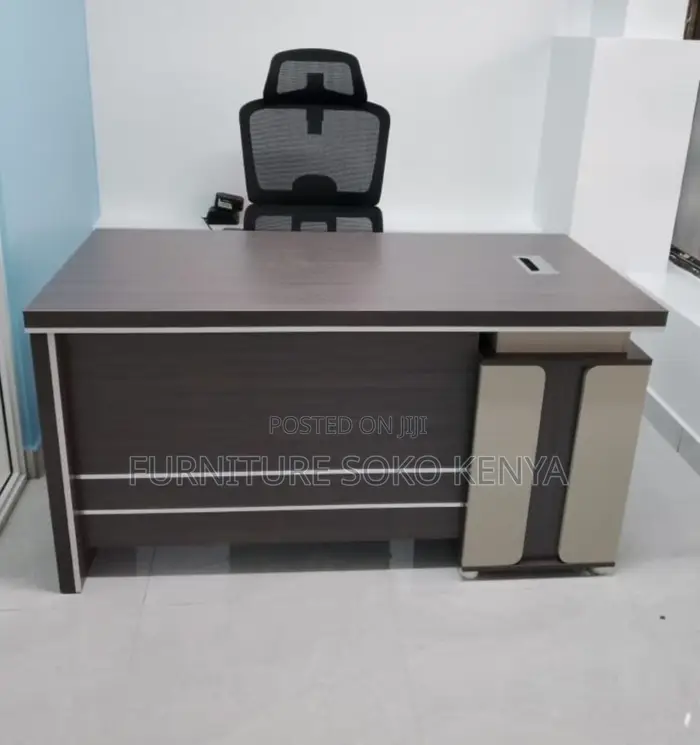 Office Desk : 1.2M Modern Executive Office Desk in Dark Wood Finish